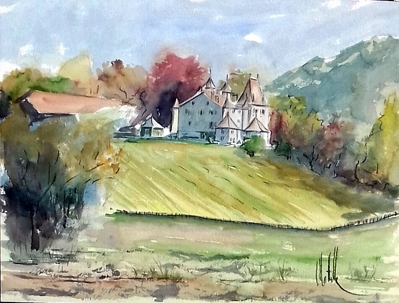 Château du Crest - Jussy, couleurs d'automne
aquarelle 41x31