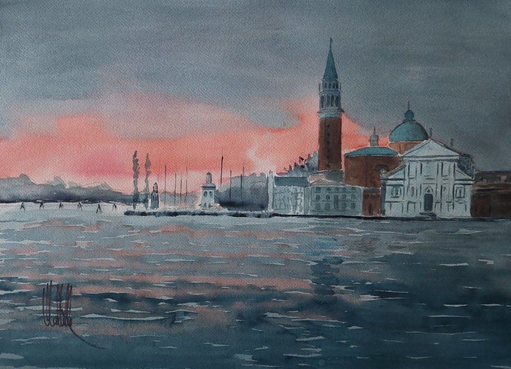 L'alba su Venezia 
Aquarelle sur Arches300gf 36×51